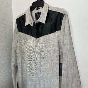 Guess long sleeve gray button down collar shirt